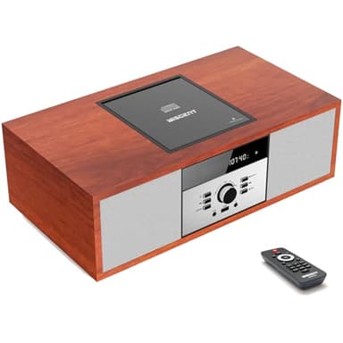 Chaîne Hi-FI Stéréo Bluetooth,WISCENT Vintage Micro HiFi Systems Lecteur CD, 30W RMS avec Streaming Audio Bluetooth, Poste Lecteur CD Radio FM, USB, AUX,Microchaîne