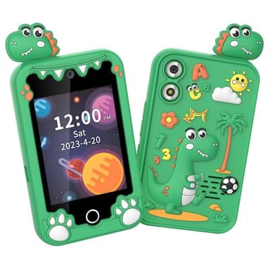 Denash Téléphone Intelligent pour Enfants, Jouet d'apprentissage à écran Tactile de 2,8 Pouces avec Appareil Photo et Jeux, pour Enfants âgés de 3 à 12 Ans avec Contrôle Parental et (Dinosaure Vert)