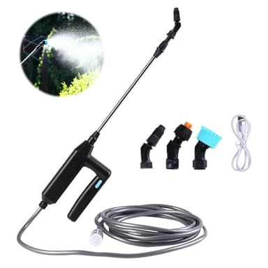 Hojalis Pulverisateur Electrique, Pulverisateur pour Toiture, 7.4V/1A Pulverisateur de Jardin Electrique, Pulvérisateur à Batterie avec 3 Buses Et 5M de Tuyau, USB Rechargeable, pour Pelouse, Jardin