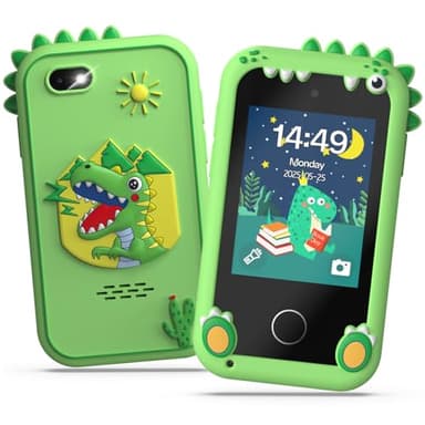 Fippesax Telephone Enfant, Smartphone Jouets Enfant 3-12 Ans, avec 20 Jeux Éducatifs, MP3 Musique, Écran Tactile 2,8", 8GB Carte SD Incluse - Cadeau Noël/Anniversaire pour Vert