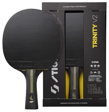 STIGA Trinity V2 Raquette de Ping-Pong, Raquette de Tennis de Table 3 étoiles, Revêtements approuvés par l'ITTF, Prise Ergonomique - pour Les Joueurs offensifs