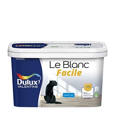 Dulux Valentine Le Blanc Facile - Peinture Intérieure Murs, Plafonds, Boiseries - Facile à appliquer - Mat Blanc 2,5 L