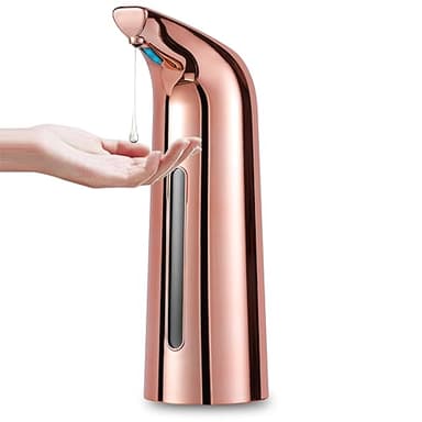 MIFULY Distributeur de savon automatique, 4 niveaux réglables, pour cuisine et salle de bain, sans contact avec détecteur de mouvement infrarouge, étanche, 400 ml, rouge cuivre