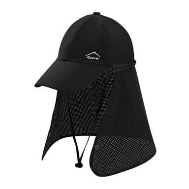 ZLLkeji Chapeau de Soleil Homme Anti UV Casquette de Baseball avec Protection Cou et Nuque Chapeau à Séchage Rapide Chapeaux de Pliable pour la Pêche la Randonnée l'Extérieur Vélo Noir