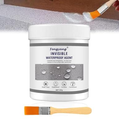 Fengyang® Agent de Revêtement Imperméable Transparent avec Pinceau, Anti Fuite, Polyurethane Waterproof Coating, Resine Etancheite Transparente, Agent de Réparation de Mur(white, 300ml)