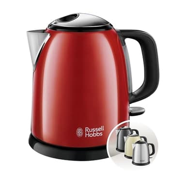 Russell Hobbs Bouilloire Electrique [Ultra Compacte] Colours Plus Rouge (1L, Ebullition rapide, Ecoulement parfait, Niveau d'Eau Visible, Filtre Anticalcaire, Economie d'Energie) 24992-70