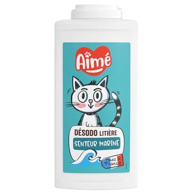 Aimé | Désodorisant Litière Chat Anti-Odeurs 700ml | Granulés Absorbeur Fabriqués à partir de Tobermorite | Désodorisant qui Absorbe les Odeurs | Senteur Marine