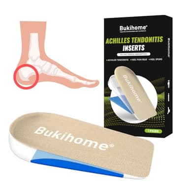 Bukihome Coussins de talon orthopédiques pour soulager la douleur au talon, pour tendinite d'Achille, fasciite plantaire, L