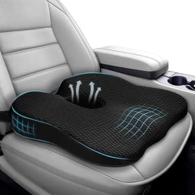 Arbanith Coussin de Siège Auto – Rehausseur Ergonomique en Mousse à Mémoire de Forme avec Fond Antidérapant et Sangle Réglable – Coussin de Siège pour Voiture, Camion, Bureau et Maison