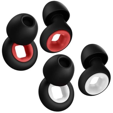 Bouchon d'oreille pour dormir 45 dB - Bouchons d'Oreilles moto, 2 paires Réutilisables en Silicone Souple pour dormir, Moto, Sommeil et Concerts – Anti-Bruit avec 8 Embouts, Noir/Rouge & Noir/Blanc