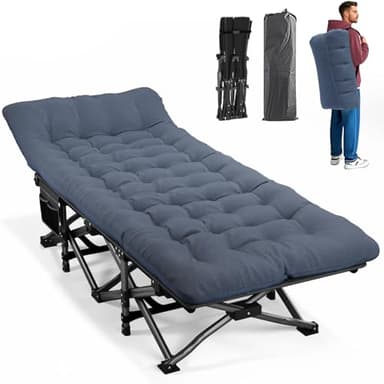ATORPOK SHOP Lit de Camping Pliable Robuste pour Adultes，lit de Couchage avec capacité de 200 kg pour Bureau/Voyage/extérieur (Bleu)
