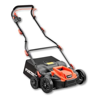 FUXTEC Scarificateur électrique FX-EV360, aérateur de gazon avec 1500 watts de puissance, largeur de travail 36 cm et réglage de la profondeur sur 5 niveaux, bac de ramassage 45 L