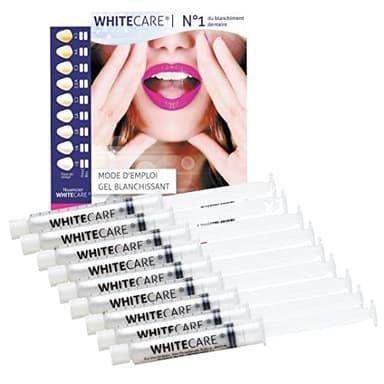 Gels blanchiment dentaire professionnel Whitecare - 10 seringues x 10 ml - Normes françaises - Efficace, rapide et sans danger