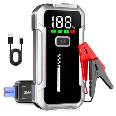 Booster Batterie Voiture 7000A Démarreur de Voiture 12V (jusqu'à Toute Essence ou 10L Diesel) Jump Starter avec Lumière LED Pince Intelligente Écran LCD Protection Multiple 12V Auto Moto SUV Camion