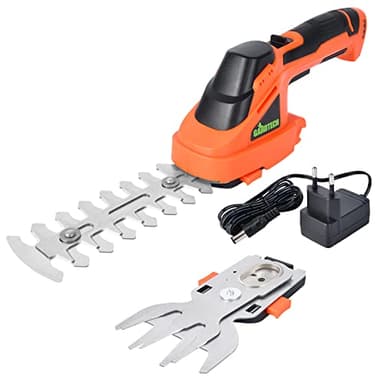 GARDTECH Cisaille à Gazon et à arbustes sans Fil, sécateur sans Fil 7,2 V avec 1,3 Ah (Technologie Li-ION), pour Tailler Les Haies, Les Herbes, Largeur de Coupe 8 cm, Longueur de Coupe 13,3 cm
