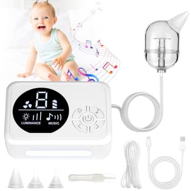 URAQT Mouche Bebe Electrique, Mouche Bebe Rechargeable, Aspirateur Nez Bebe avec de la Musique pour les Nouveau-Nés et les Tout-Petits