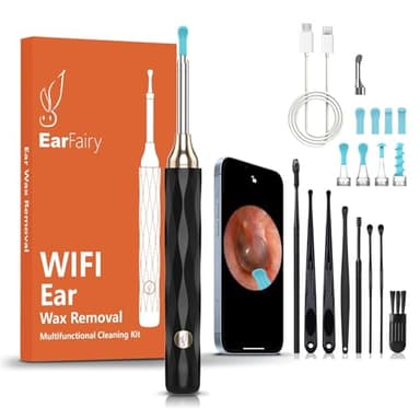 EarFairy Otoscope Oreille 1080P HD 3,5mm Camera Iscope IP67 Étanche Nettoyant Oreille Avec 6 Lumières LED Outil de Nettoyage d'oreille Adapté aux Smartphones et Tablettes IOS et Android
