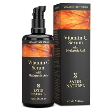 Serum Vitamine C Serum Visage 100ml avec Acide Hyaluronique Serum Visage + Aloe Vera Bio + Vitamine E - Serum Vitamine C Anti tache Visage pour Peau Sensible - Soins pour le Visage par Satin Naturel