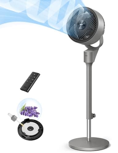Dreo 25 dB Ventilateur Silencieux sur Pied, Ventilateurs Puissants avec Télécommande, Portée de 24 m, 3 Modes,Hauteur réglable de 86 à 104 cm, Vertical manuel à 90°, Minuterie de 6 h