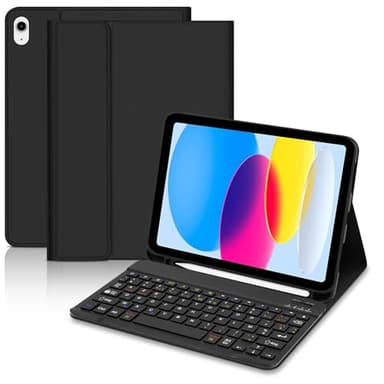 Lielax Coque Clavier pour iPad A16 11ème Génération 11 Pouces 2025/10ème Génération 10.9 Pouces 2022, AZERTY Layout Clavier Étui pour Claviers Magnétique avec Porte Crayon pour iPad 11/10 Gén, Noir