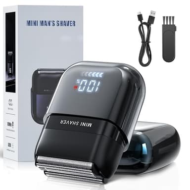 Yeerain Mini Rasoir Électriques pour Hommes avec Affichage LED, Rasoir Électrique Étanche IPX7, Mini Rasoir Portable Silencieux et Lavable, Rasoir Homme