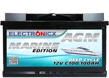 Batterie AGM 100AH 12V Electronicx Marine Edition Bateau Alimentation Bateau Batterie 12V Batterie Profonde Batterie Bateau Batterie Voiture Batterie Solaire Batteries solaires