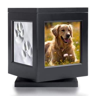 DiDiBirDi Urne pour animaux de compagnie, urne pour chien avec cadre photo, souvenirs, urne pour chat avec sac de rangement pour cendres, urne pour chien de 35 kg avec tampon encreur - Cadeau