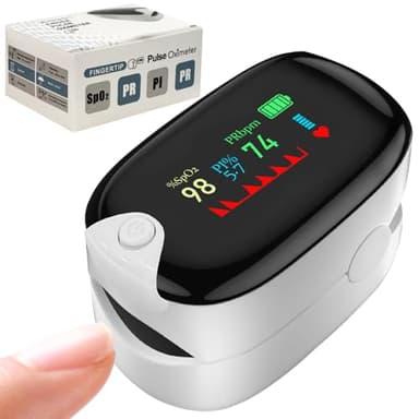 Oxymetre de doigt - Saturometre Oxymetre - Oxymetre de doigt professionnel SpO2 avec affichage LED,Moniteur de fréquence cardiaque Précis Rapide Facile (Blanc)