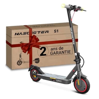 MASCOOTER S1 | Trottinette Èlectrique Adulte - Clignotants et Régénération de Batterie au Freinage – 300-600W Max, Autonomie 20km, Roues 8.5" Chambre à Air, Double Freins Électriques et à Disque