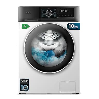 Cecotec Lavadora Bolero Dresscode 10500 Inverter A. Lavadora de 10 Kg blanca, 1400 rpm, Motor inverter plus, Vapor, Clase A.