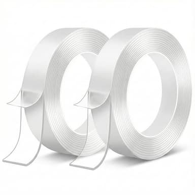 ODLY Nano Ruban adhésif double face robuste 5 m - 2 mm - Imperméable et amovible - Réutilisable - Adhésif transparent pour photos, vêtements, tapis et plus encore - Adhésif puissant pour suspension