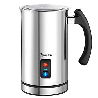 NWOUIIAY Mousseur à Lait Electrique Chauffe Vite 500W Mousseurs à Lait Automatique Contrôle de Température Indicateur Niveau de Lait Revêtement Non-Adhésif pour Cappuccino Café Latte