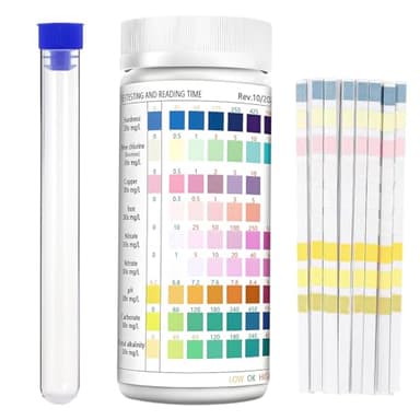 200 bandelettes de test d'eau 9 en 1 pour aquarium : pH, nitrites, nitrates, chlore, dureté totale, fer, cuivre. Test rapide pour l'eau potable, l'eau de piscine, l'eau d'aquarium, l'eau de fontaine e