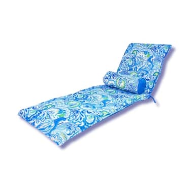 Coussin de Transat avec Traversin - 195x60x5 cm - Déperlant, Résistant aux UV et Confortable - Matelas pour Chaise Longue et Bain de Soleil - Motif Arabesque