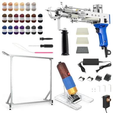 lesolar Kit de démarrage pour pistolet à touffeter pour tapis 2025 3 en 1, pistolet à poils pour tapis avec tissu à touffeter, cadre à touffeter de 70-100 (max) cm et tailleur de tapis. Idéal pour les