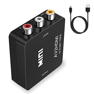 aweskmod Adaptateur RCA vers HDMI, Support 720 1080P pour Caméra, Xbox 360, PS2, PS3, WII, N64, Snes, PSP