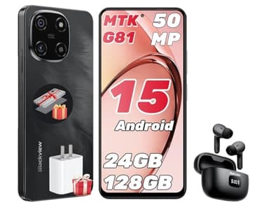 Blackview Color 6 Smartphone Pas Cher 24(8+16) Go+128Go/2TB, Octa-Core, 6.67" 90Hz, 50MP+13MP, Telephone Portable Pas Cher Android 15 5000 mAh, Téléphone Double SIM/OTG/Fingerprint/Prise Casque 3,5mm