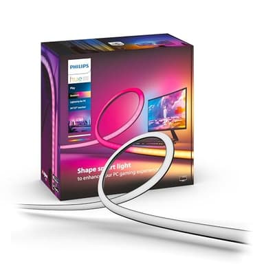 Philips Hue White and Color, Lightstrip Hue Play gradient PC pour écran 24-27 pouces, synchronisation de la lumière avec le jeu avec Hue Sync, fonctionne avec Alexa, Google Assistant et Apple Homekit
