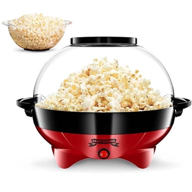 Gadgy Machine à Pop-Corn - Appareil à Pop-Corn - Machine à Pop-Corn à Air Chaud Rapide - Sans Huile, sans Graisse - avec Tasse à Mesurer et Couvercle Supérieur Amovible - Revêtement Rouge Rétro