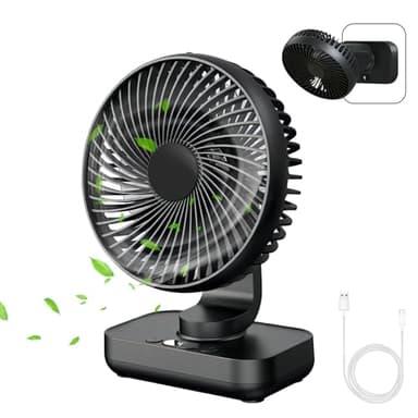 MERTTURM Mini ventilateur oscillant ultra silencieux, batterie 4000 mAh, petit ventilateur de table (4-13 h), affichage numérique LED à 4 vitesses, ventilateur portable pour bibliothèque, maison