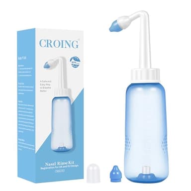 CROING (500ml Bouteille)Lavage de Nez/Sinus Rinse/Rinçage des Sinus/Lavage Nez/Irrigation Nasale/Neti Pot/Douche Nasale