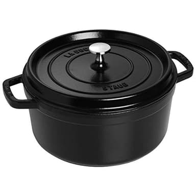 STAUB Cocotte en Fonte Émaillée avec Couvercle, Tous feux dont induction, 4 personnes, Ronde, 24 cm, 3,80 L, 5 kg, Noir Mat