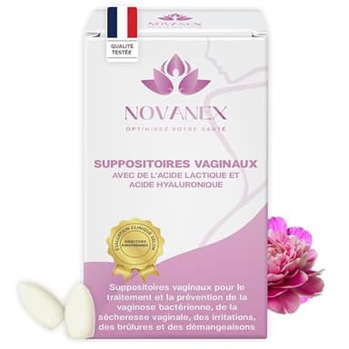 Novanex Ovules Vaginales – Acide Hyaluronique & Lactique pour Sécheresse Vaginale, Atrophie, Mycose Vaginose Bactérienne – Ovule Mycose Gynecologue – Soins Hygiene Intime Femme, Intima. Menopause