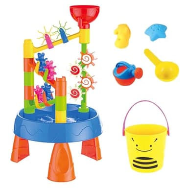 KUKUTrue® Jouet 3 4 5 6 7 8, Jeux Enfant 3 Ans, Table Activité Extérieur Eau et Sable, Jouet Plage Enfant, Cadeau 3–8 Ans Fille Garçon