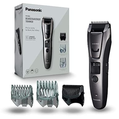 Panasonic ER-GB80-H503 Tondeuse à Barbe, Cheveux et Corps pour Hommes, Portative Étanche Sans Fil, 39 Longueur Réglables, 3 Accessoires, Détaillée, Fonctionnement Avec ou Sans Fil, Argent Foncé