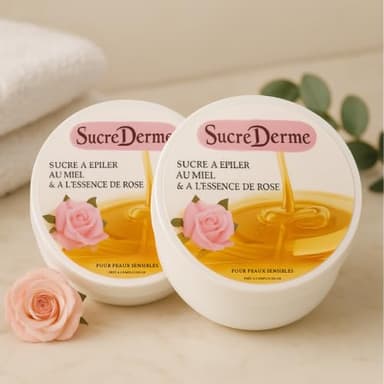 Sucre Derme - Lot de 2 Cires Orientales au Sucre – Épilation Naturelle – Peaux Sensibles & Zones Délicates – Facile à Manipuler – Miel & Rose – 2 x 250 g