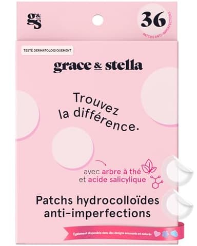 grace & stella Patch Hydrocolloïde pour le Visage (Ronds, 36 unités) - Testés par des Dermatologues, Vegan, Non Testés sur les Animaux - Patchs pour Imperfections