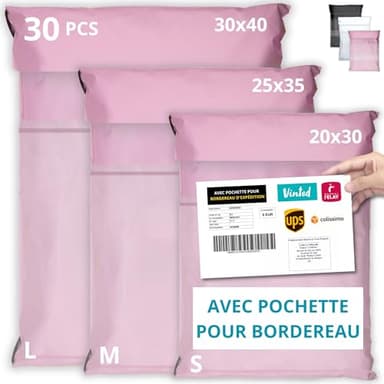 RAGO Lot De 25 Enveloppes Expedition 40x50 Cm – Plastique Blanc/noir Imperméable Vinted