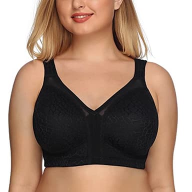 DotVol Soutien-gorge Femme minimiseurs Dentelle Bra Comfortable Sans Armature Couverture complète Grande Taille Noir 105F