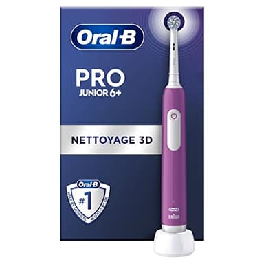 Oral-B Pro Junior Brosse à Dents Électrique Enfant, Un Nettoyage Efficace Mais Doux Pour Les Dents Sensibles, Une Bonne Hygiène Dentaire Des Enfants De 6 Ans +, 1 Chargeur, 1 Brossette Ronde, Violet
